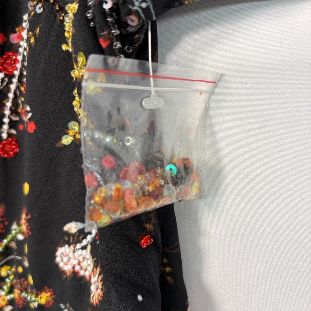 ModCloth Womens Dress 1X Black Embellished To Perfection Floral Sequin Flutter - Picture 2 of 14